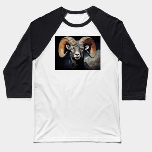 Bighorn Sheep Ram Wildlife Illustration Baseball T-Shirt